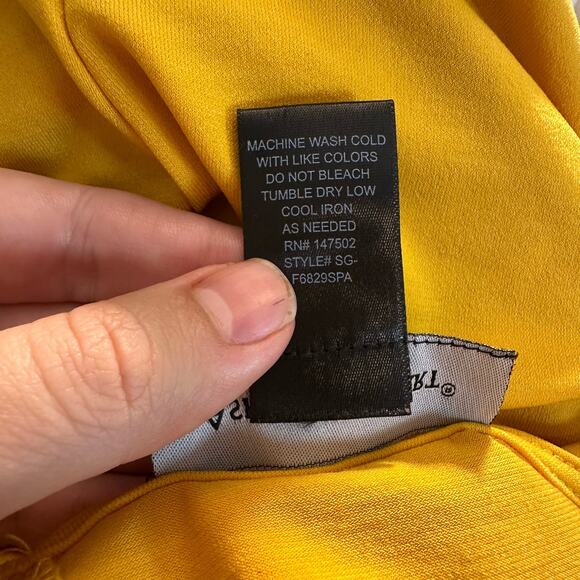 3/$20 Ashley Stewart Women's 30/32 Yellow Long Sleeved Ruched Peplum Top Blouse - Picture 6 of 10